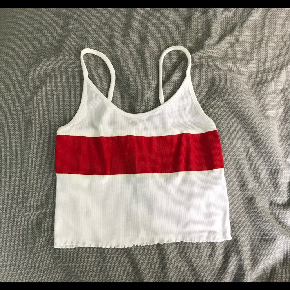 PacSun Red and White Ruffled Tank Top